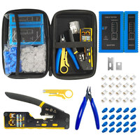 Kit d'outils de réparation réseau : Pince à sertir RJ45 Cat5 Cat6, Testeur LAN, Pince à dénuder les fils, Pince à sertir les connecteurs 8P8C, Pince à sertir les connecteurs de type bijou