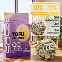 Litière pour chat OEM, plusieurs parfums, tofu et bentonite, litière pour chat mélangée de haute qualité, jetable dans les toilettes