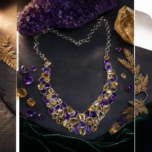 Collier en pierres facettées citrine et améthyste - Une fusion radieuse de beauté et d'énergie - 588 carats - Product Image 3