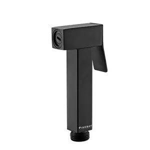 رشاش الحمام الجديد للنساء من PINEBAY بتصميم سهل التحكم باللون الأسود بتصميم يمنح النظافة الذاتية عند الضغط على الجهاز موديل SUS304