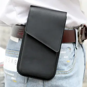 Vertical Belt Clip Smartphone Waist Pouch For iPhone 14 13 Pro Max Leather Phone Holster
