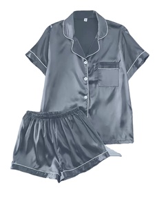 Ensemble de pyjama <span class=keywords><strong>2</strong></span> pièces pour femme, mignon et confortable, avec col rabattu, taille élastique, manches courtes et pantalon – Idéal pour dormir, la détente ou la nuit - Product Image 6