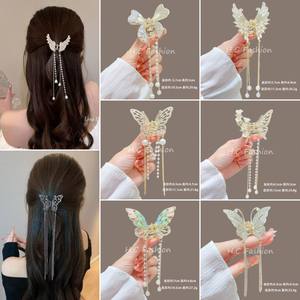 <span class=keywords><strong>Pince</strong></span> à <span class=keywords><strong>cheveux</strong></span> papillon en métal <span class=keywords><strong>pince</strong></span> <span class=keywords><strong>crabe</strong></span> pour femmes filles barrette brillante épingle à <span class=keywords><strong>cheveux</strong></span> avec gland perle accessoires de <span class=keywords><strong>cheveux</strong></span> vente en gros - Product Image 4