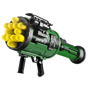 Lanciatore di tiro a razzo elettrico giocattoli 12 pezzi soft bullet burst mortaio simulazione mitragliatrice per bambini set di giochi di tiro all'aperto