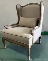 Fauteuil de loisirs élégant rembourré, pieds en bois massif, hauteur réglable, design traditionnel, assise confortable, salon, garantie 2 ans