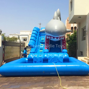 Cá mập thương mại trượt bơm hơi hồ bơi trượt màu xanh Inflatable Trampoline trượt nước Hồ bơi bơm hơi hồ bơi cho ngoài trời - Product Image 2