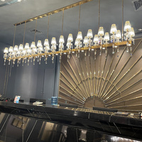 Lustre en cristal de luxe pour restaurant, design en bande longue, simple et créatif, luminaire suspendu pour comptoir de bar