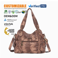 Sac Hobo Moto en Similicuir Lavé avec Logo Personnalisé pour Femme, Sac à Bandoulière Punk à Rivets, Sac Cabas en Cuir Souple Femme - Vente Directe