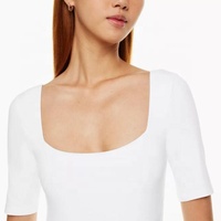 ZN-2023 à manches courtes blanc uni col carré Gym blanc combinaisons combishorts femmes Shapewear body
