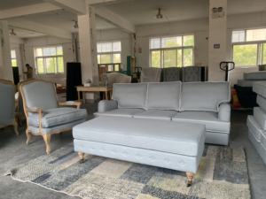 Ensemble de canapé en lin de style hamster traditionnel, housse amovible, design italien simple, blanc, bleu marine - Product Image 5