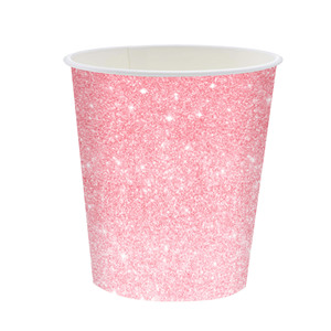 Kit de fournitures de fête jetables rose pailleté : assiettes, gobelets, serviettes, ustensiles pour décorations de fête d'anniversaire - Product Image 5