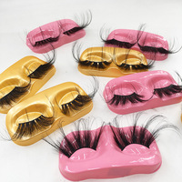 Faux cils 3d en vison, longues, spectaculaires 70mm, en forme de visage, avec plateau doré, vente en gros