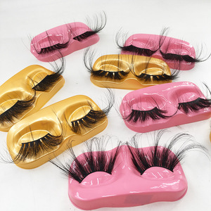 Faux cils 3d en vison, longues, spectaculaires 70mm, en forme de visage, avec plateau doré, vente en gros - Product Image 4