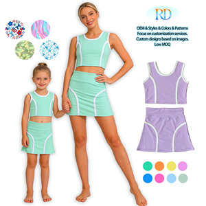Ensemble jupe de tennis pour filles d'été, 2 pièces, haut court, tenues assorties maman et moi, vêtements de sport pour filles de 1 à 12 ans - Product Image 1