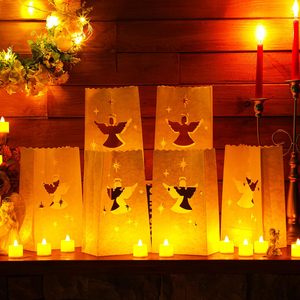 Blanco Navidad boda decoración linterna <span class=keywords><strong>bolsas</strong></span> <span class=keywords><strong>papel</strong></span> Kraft Ángel diseño resistente al fuego luminarias <span class=keywords><strong>bolsas</strong></span> para decoraciones navideñas - Product Image 2