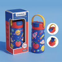 Bouteille d'eau isotherme mignonne pour enfants de 14 oz, sans BPA, en acier inoxydable 304, thermos sous vide, gourde pour enfants