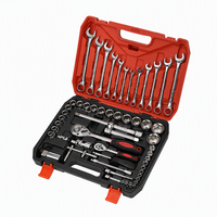 Kit d'outils automobile professionnel 61 pièces en acier au carbone avec clés à douilles et mallette de transport pour atelier