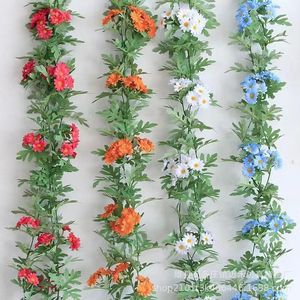 Guirlandes de fleurs artificielles en chrysanthème froissé simulé, 1,75 m, en soie, pour décoration extérieure et intérieure, recouvrement mural de Noël - Product Image 1