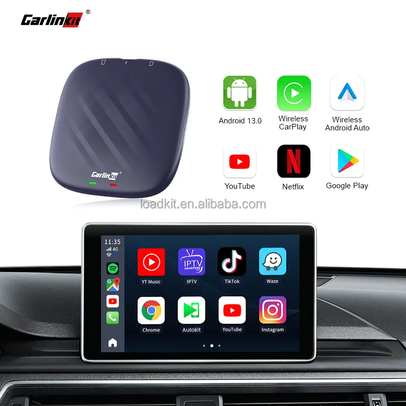 Carlinkit Android 13 CarPlay Ai kutusu 4GB + 64GB kablosuz CarPlay & kablosuz Android oto adaptörü 98% araba için için uygun