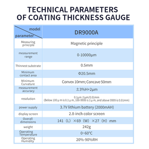 Dr9000a xách tay có thể sạc lại rộng-phạm vi mạ kẽm độ dày lớp phủ Meter đo lường của bề mặt kim loại lớp phủ - Product Image 5