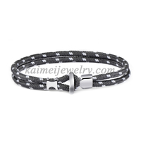 Bracelet unisexe en corde de nylon marine, style streetwear, fait main, double corde, avec fermoir argenté