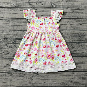 Pre-orden MOQ 5: Vestido de Halloween para Niños con Estampado Floral, Venta al por Mayor, Fábrica de Boutique, Nueva Moda Infantil, Algodón Orgánico Suave - Product Image 2