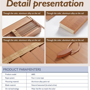Stores verticaux modernes en <span class=keywords><strong>bois</strong></span>, automatiques et manuels, pour chambre à coucher, personnalisables, avec système de sangle, respirants, semi-occultants - Product Image 3