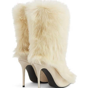 Fabrication Prix de gros Hiver Sexy Femmes Fourrure <span class=keywords><strong>Daim</strong></span> Pu Stiletto Mince Talon Haut Bout Pointu <span class=keywords><strong>Mi</strong></span>-<span class=keywords><strong>mollet</strong></span> Bottes pour Dames - Product Image 3