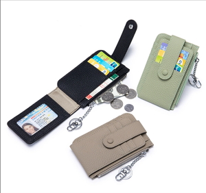 Portefeuille multi-cartes pratique et polyvalent, nouveau modèle 2025, cuir pleine fleur, portefeuille fin pour femme, design de niche, mini poche à monnaie, couleur unie - Product Image 1