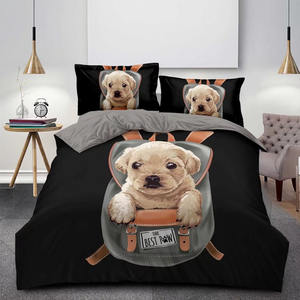 Tier druck Bett bezug für Kinder Bettlaken Cartoon 3D Custom Black <span class=keywords><strong>Dog</strong></span> Bettlaken Mikro faser Bettwäsche-Sets - Product Image 3