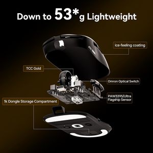 Souris de jeu sans fil <span class=keywords><strong>ATK</strong></span> A9 Plus, capteur PAW3395, DPI 26 000, 57 g, légère, autonomie de 240 heures, revêtement Ice-Feel 5 - Product Image 3