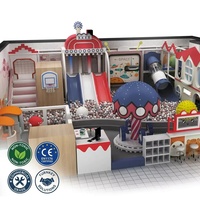 Equipo de juegos interior comercial directo de fábrica: moderno, multizona, con toboganes triples, piscina de bolas, carrusel de setas, castillo y molino de viento.