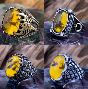 <span class=keywords><strong>2023</strong></span> nuevo anillo para hombre, piedra de ágata Natural ovalada grande, tendencia Retro con incrustaciones de circón amarillo, anillo de hormiga - Product Image 2