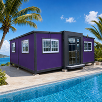 Maison conteneur extensible à double aile de 20 pieds avec espace habitable, maison modulaire préfabriquée pour logement familial, bureau de chantier et location