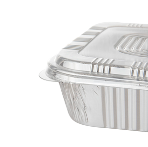 Disposable 700ml Aluminium Foil <b>Containers</b> with PET <b>Plastic</b> Lid Food Catering Tin Foil Tray - Product Image 5