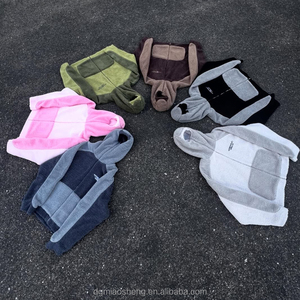 Bán Buôn Mùa Đông Màu Khối Chắp Vá Quá Khổ Zip Lên Đội Mũ Trùm Mũ Trùm Lông Cừu Áo Khoác Nặng Thêu Dày Sherpa Áo Cho Nam Giới - Product Image 3