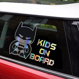 Pegatina para Coche, Niños <span class=keywords><strong>a</strong></span> <span class=keywords><strong>Bordo</strong></span>, 19*13.9cm, Divertida Calcomaní<span class=keywords><strong>a</strong></span> para Coche, Reflectante, Láser 3D, Vinilo, Estilo <span class=keywords><strong>de</strong></span> Coche, Negro Plateado - Product Image 5