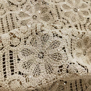 Mềm kết cấu tốt màu vàng trắng Crochet polyester bông vải ren polyester sợi Crochet rèm vải - Product Image 6