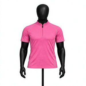 เสื้อโปโลแขนสั้นสีชมพู แห้งเร็ว สีพื้น ผ้าถักลำลอง สำหรับออกกำลังกาย - Product Image 1