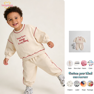 Conjunto de Sudadera y Pantalones Deportivos para Niños con <span class=keywords><strong>Detalles</strong></span> de Costura de Estilo Nuevo Personalizado, Conjunto de Chándal para Bebés Niños y Niñas - Product Image 1
