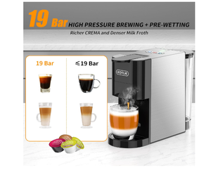 Machine à expresso 19 bars, cafetière à service unique 5 en 1 pour <span class=keywords><strong>Nespresso</strong></span> Original/Dolce Gusto/K Cups, chaud et froid... - Product Image 3