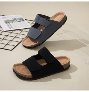Sandales plates en liège à double velcro populaires en Europe pour hommes, avec sangle réglable, décontractées, pour la plage et la marche en extérieur - Product Image 4