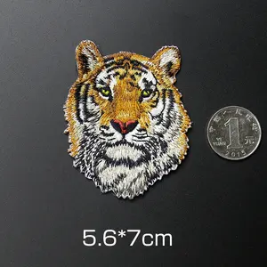 WBG Tiger Lion Leopard Wolf Animal Embroidery Badge Cloth Sticker Clothes Decoration Patch Iron On Patches Embroidery