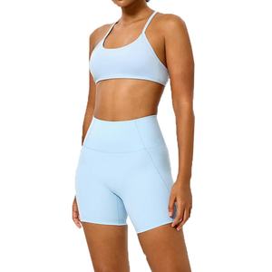 Conjunto de Ropa Deportiva para Mujer con Logotipo Personalizado, Top Deportivo de Yoga con Espalda Cruzada y Cintura Alta, Leggings de Encaje, Tallas Grandes, Ropa de Entrenamiento - Product Image 5