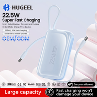 Vente chaude Banque d'alimentation mini 10000mAh avec charge rapide PD Câble de type C pour voyage Téléphone portable Tablette Banques d'alimentation 20000mAh