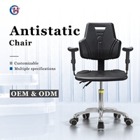 Chaise de laboratoire antistatique en mousse PU avec fonction de levage, rotation et bascule, accoudoirs et dossier pour atelier, laboratoire, école, entrepôt - Chaises industrielles J88