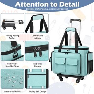 Estuche con Ruedas para Máquina de <span class=keywords><strong>Coser</strong></span>, Bolsa de Transporte con Base Extraíble, Múltiples Bolsillos de Almacenamiento, Cierre de <span class=keywords><strong>Cremallera</strong></span>, Poliéster, Compatible con <span class=keywords><strong>Singer</strong></span> - Product Image 5