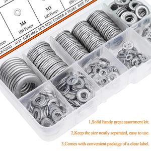 304 Stainless Steel Flat Washer <b>Set</b> 600Pcs M2 M2.5 M3 M4 M5 M6 M8 M10 M12 Boxed Washers Home Maintenance - Product Image 2