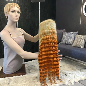 Parrucca Frontale Ondulata 13x4 13x6 Stile Deep Wave 22 Pollici, <span class=keywords><strong>Capelli</strong></span> Umani Brasiliani Arancione Zenzero - Product Image 3