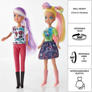 Poupées mignonnes de 10,5 pouces de haute qualité avec tenues personnalisables, perles pour cheveux, élastiques colorés, brosse en silicone, corps en vinyle plastique, unisexe - Product Image 2